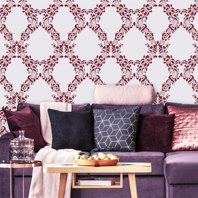 Arhat DAMASK E-475 GLOSSY PVC Stencil(Pack of 1, DESIGNER MOTIFF)