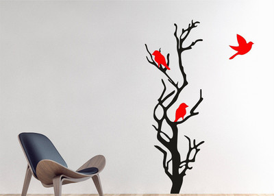 Littlebuds 110 cm Tree Birds Removable Sticker(Pack of 1)