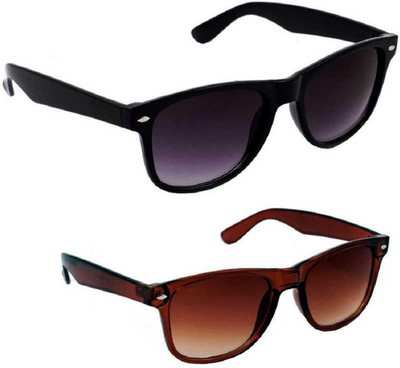 Riffko Wayfarer Sunglasses(Black, Brown)