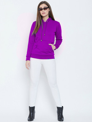 Chrome & Coral Full Sleeve Solid Women Sweatshirt