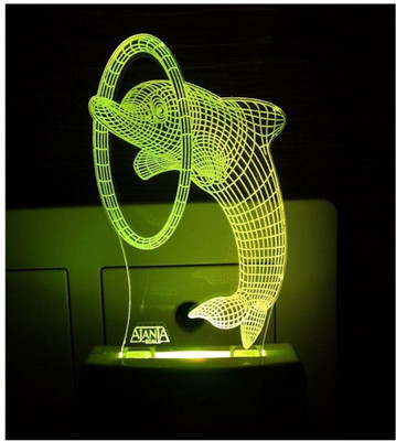 CORNICK Dolphine Fish code: 2036 3D Night Lamp Night Lamp(10 cm, Multicolor)