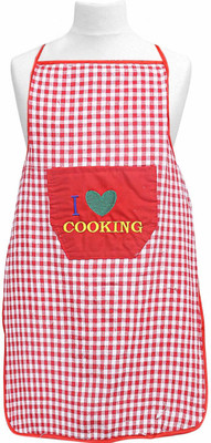 Dakshya Industries Cotton Home Use Apron - Free Size(Red, Single Piece)