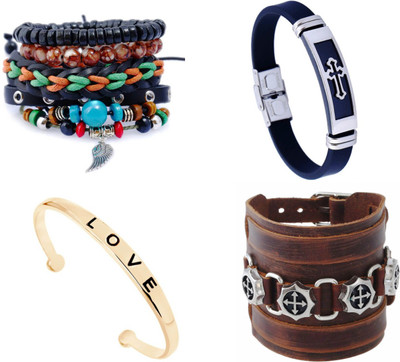 FASHION FOR SURE Leather Bracelet Set(Pack of 4)