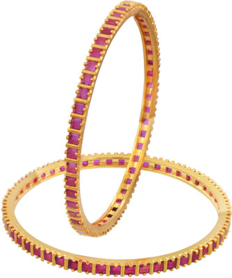 memoir Brass Cubic Zirconia Gold-plated Bangle Set