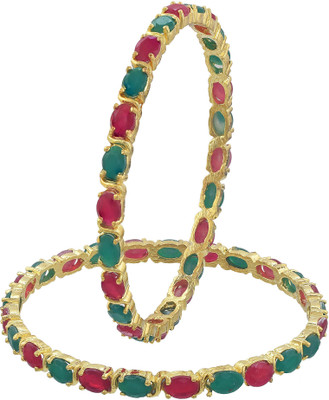 DzineTrendz Brass Cubic Zirconia Gold-plated Bangle