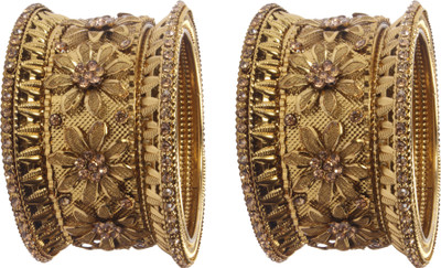 Shiv_ Jewels Alloy Crystal Gold-plated Bangle Set(Pack of 6)