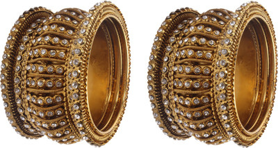 Shiv_ Jewels Alloy Crystal Gold-plated Bangle Set(Pack of 10)