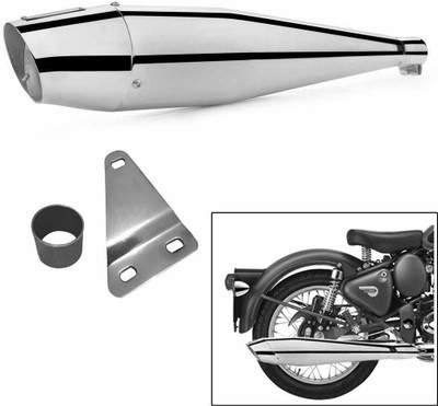 acube mart Dolphin bass Silencer Royal Enfield Classic Desert Storm, Classic 350, Classic 500, Classic, Thunder Bird 350, Thunder Bird 500 Full Exhaust System(Mild Steel)