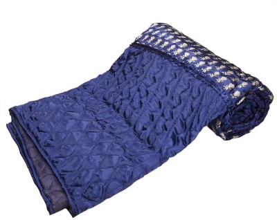 Indcrown Self Design Single AC Blanket for  AC Room(Silk, Blue)