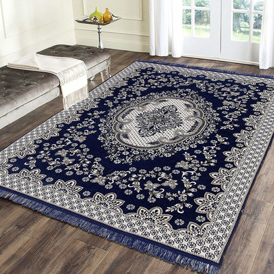 New Click Shop Blue Chenille Carpet(2 cm,  X 2 cm, Rectangle)