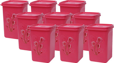 KUBER INDUSTRIES Plastic Grocery Container  - 1000 ml(Pack of 9, Pink)