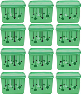 KUBER INDUSTRIES Plastic Grocery Container  - 1000 ml(Pack of 12, Green)