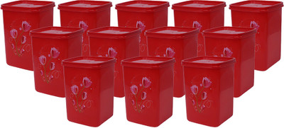 KUBER INDUSTRIES Plastic Grocery Container  - 2000 ml(Pack of 12, Red)
