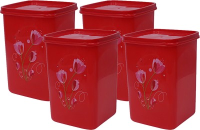 KUBER INDUSTRIES Plastic Grocery Container  - 2000 ml(Pack of 4, Red)