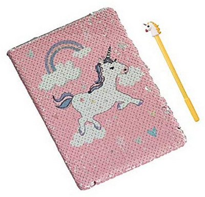 Prezzie Villa Trendy Combo Color Changing New Pink Unicorn Diary with One Unicorn Pen A5 Diary Ruled 160 Pages(Multicolor)