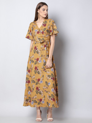FABALLEY Women Maxi Multicolor Midi/Calf Length Dress