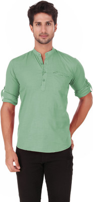 ELEPANTS Men Solid A-line Kurta(Light Green)
