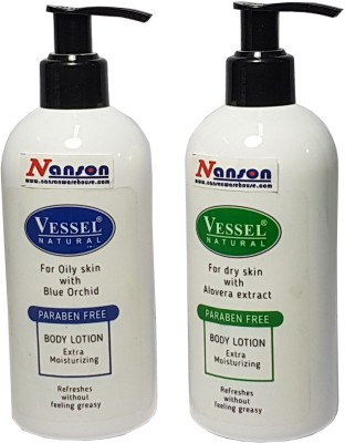 Nanson Paraben Free Body Lotion Combo(Blue Orchid+Aloevera),300 ml.each(600 ml)