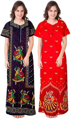 JWF Women Nighty(Blue, Red)