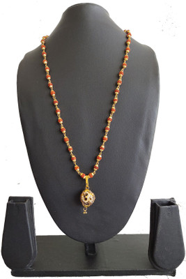 DCASE gold plated Pendant Set with Chain OM_Rudraksha Om pendant Cap Mala Gold-plated Pendant Set For Men & Women Gold-plated Wood, Alloy, Brass