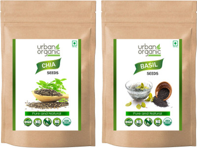 Urban Organic combo of Chia Seed / Basil Seed (RAW seeds) 100 GM Per Pack Seed(100 per packet)