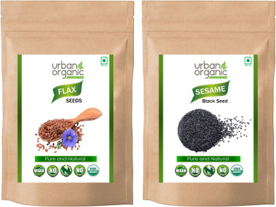 Urban Organic combo of Flax Seed / Sesame Black Seed (RAW seeds) 100 GM Per Pack Seed(100 per packet)