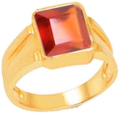 Suruchi Gems & Jewels Natural Certified Hessonite (Gomed) Square 7.25 Ratti or 6.6 Carat for Male & Female Panchdhatu 22k Gold Plated Ring Alloy Gold Plated Ring