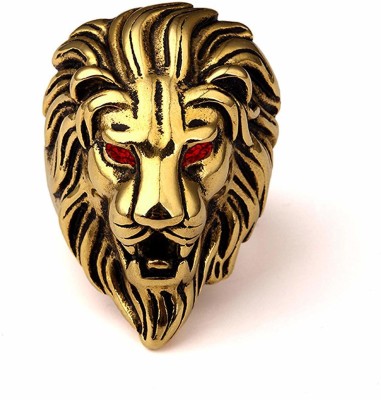 Xhotic Men Women Lion Head Ring with Red Stone Eyes _Gold_0200 Stainless Steel Ring