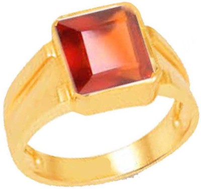 Suruchi Gems & Jewels Natural Certified Hessonite (Gomed) Square 3.25 Ratti or 3 Carat for Male & Female Panchdhatu 22k Gold Plated Ring Alloy Gold Plated Ring