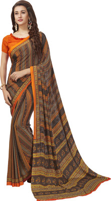 Jaanvi Fashion Digital Print Bollywood Crepe Saree(Orange)