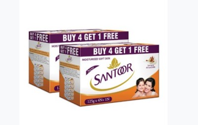 Santoor Sandal & Almond Milk Soap(5 x 125 g) pack of 2  (10 x 125 g)