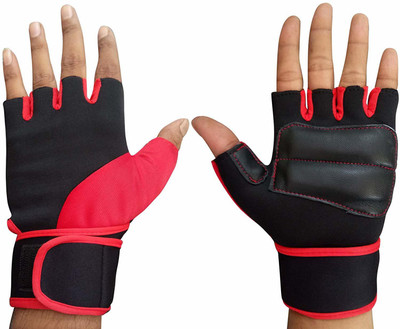 Liboni D-106 Red Gym Gloves/Cycling Gloves/Riding Gloves/Stretchable Gym & Fitness Gloves(Red)