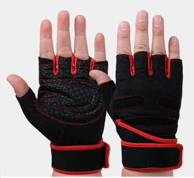 Liboni D-157 Red Gym Gloves/Cycling Gloves/Riding Gloves/Stretchable Gym & Fitness Gloves(Red)