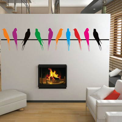 VCREATE DECOR 48 cm BIRDS Removable Sticker(Pack of 1)