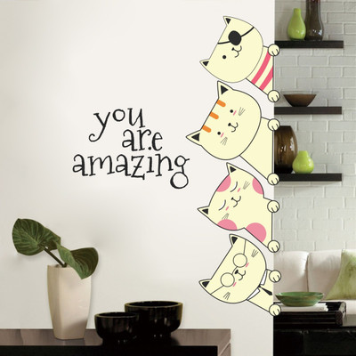 VCREATE DECOR 58 cm CAT Removable Sticker(Pack of 1)