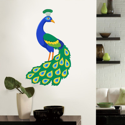 VCREATE DECOR 58 cm PEACOCK Removable Sticker(Pack of 1)