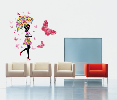 VCREATE DECOR 58 cm FLOWER GIRL Removable Sticker(Pack of 1)