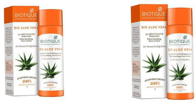BIOTIQUE Sunscreen - SPF 50 PA+ Aloe Vera Ultra Soothing Face Lotion SPF 30+ ultra soothing face lotion 120ml(pack of 2)(240 g) BIOTIQUE Sunscreen - SPF 50 PA+ Aloe Vera Ultra Soothing Face Lotion SPF 30+ ultra soothing face lotion 120ml(pack of 2)(240 g)
