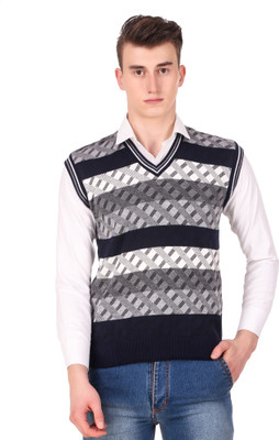 Fit N Fine Striped V Neck Casual Men Multicolor Sweater