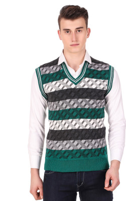 Fit N Fine Striped V Neck Casual Men Multicolor Sweater