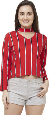GO.4.IT Casual Full Sleeve Striped Women Red Top