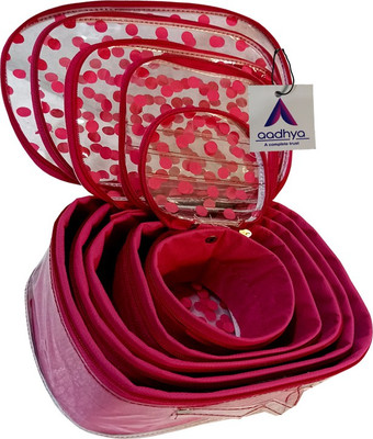 Aadhya POLKA DOT 5 KIT COSMETICS STORAGE MAKEUP BINDI Makeup Organizer Vanity Box(Pink)