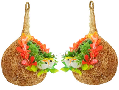 ZENRISE Pair(2) of Love Birds in nest Hanging Vastu Good Vibes Happy Home Decoration… Pack of 2(Multicolor)