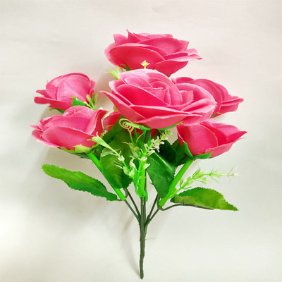 artificial hub Pink Rose Artificial Flower(13 inch, Pack of 1, Flower Bunch)