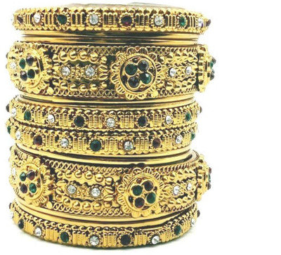 Sangita Alloy Crystal Gold-plated Bangle Set