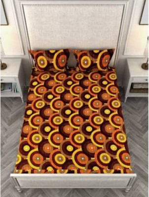 New panipat textile zone 160 TC Polycotton Double Self Design Fitted (Elastic) Bedsheet(Pack of 1, Multicolor)