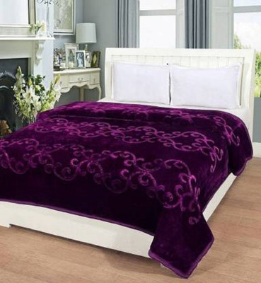GKM Floral Double Mink Blanket for  Heavy Winter(Polyester, Multicolor)