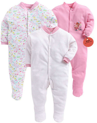 EIO Romper For Baby Boys & Baby Girls Striped, Solid, Printed Pure Cotton(Multicolor, Pack of 3)