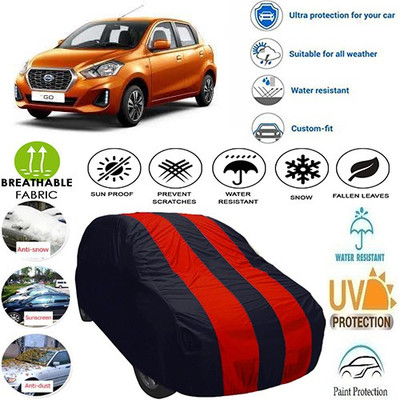 MotohunK Car Cover For Datsun Go (With Mirror Pockets)(Red, Black)