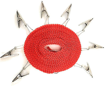 Veer Traders Cloth Drying Rope 5 Meter with 8 Clips Set of 01 Nylon Retractable Clothesline(5 m)